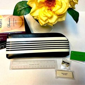 Kate Spade Pencil Case in Black and Ivory Stripes